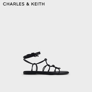 CHARLES&KEITH24夏新品法式方头平底交叉绑带凉鞋女CK1-70381049 B