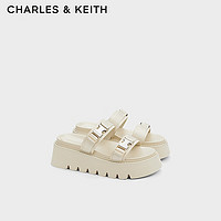 CHARLES&KEITH24夏休闲扣饰外穿勃肯厚底拖鞋女CK1-70381040 Beige米色 40