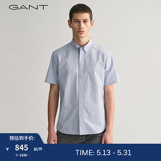 GANT甘特2024春季男装简约纯色短袖衬衫|843000002 436-蓝色 L