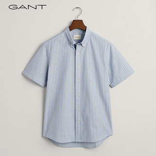 GANT甘特2024春季男装简约纯色短袖衬衫|843000002 436-蓝色 L