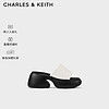 CHARLES&KEITH24夏季新品厚底缎面外穿一字带拖鞋女CK1-800150