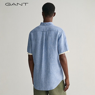 GANT甘特2024春季男装简约纯色短袖衬衫3240068 407-浓蓝色 M