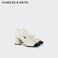 CHARLES&KEITH24夏拼色包头凉鞋蝴蝶结玛丽珍鞋CK1-61720191 Cream奶白色 41