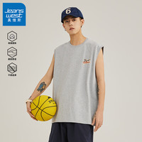 真维斯字母印花纯棉背心男夏季薄款潮流运动无袖坎肩篮球透气汗衫GW 灰#好心情橘X 3XL