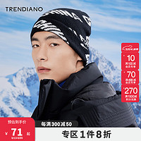 TRENDIANO 冬季帽子撞色字母时尚针织帽 黑色090