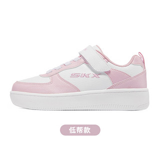 斯凯奇（Skechers）斯凯奇童鞋儿童低帮板鞋小白鞋校园男女童运动鞋 女童/低帮/白色/粉红色/WPK- 35码