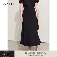 AMII2024夏通勤风雪纺衫连衣裙阔腿裤半身裙四件套女套装12422048 黑色(半身裙) 175/96A/XXL