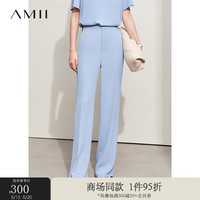 AMII2024夏通勤风雪纺衫连衣裙阔腿裤半身裙四件套女套装12422048 灰蓝(休闲长裤) 175/96A/XXL
