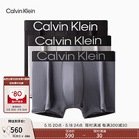 卡尔文·克莱恩 Calvin Klein 内衣男士三条装醒目提花轻薄低腰防夹臀平角内裤NP2607O J61-太空黑/椰青灰/石墨灰 L