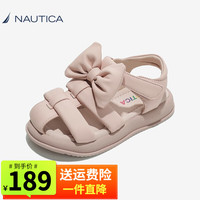 NAUTICA诺帝卡儿童凉鞋罗马果冻鞋女宝宝包头女孩洞洞鞋户外沙滩鞋镂空猪笼鞋子 粉色 35码