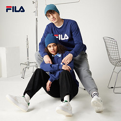 FILA 斐乐 卫衣男女装情侣多彩运动针织套头衫圆领上衣欧版 藏蓝色 XL