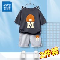 真维斯男童薄款套装潮流儿童t恤短袖2024夏季男孩休闲短裤潮 薄款gh套装hgkm09 120