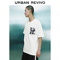 URBAN REVIVO 2024夏季男装撞色印花圆领短袖T恤 UMV440052 本白 L