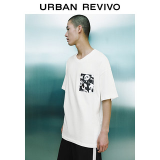 URBAN REVIVO 【宠物系列】2024夏季男装撞色印花圆领短袖T恤 UMV440052 本白 L