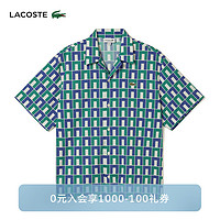 LACOSTE法国鳄鱼男装24年夏季衬衫拼色格纹时尚潮流衬衫CH7626 IS8/蓝绿拼色 41 /180