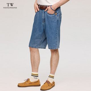 Teenie Weenie Men小熊男装牛仔短裤男2024夏季休闲裤子运动五分裤 蓝色 165/S