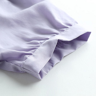 帕罗（PALUOPO）2024连衣裙小众收腰显瘦肚子法式短袖夏季设计感A字中长裙 淡紫色 M(160/84A)