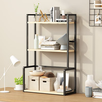 帅力书架 多层置物展示陈列架 铁艺收纳储物架 胡桃色三层SL8404