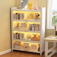 傲月钢制书柜带玻璃门防尘书架铁皮柜展示柜家用落地储物柜子 长60*宽35*高112cm(3门4层) (白色防尘无甲醛)