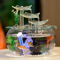 DIANDAO 点道 创意桌面小型玻璃家用鱼缸流水器喷泉客厅电视柜装饰摆件