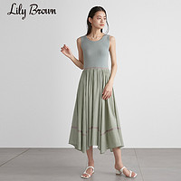 Lily Brown 春夏 法式长裙显瘦拼接收腰女连衣裙LWNO212015