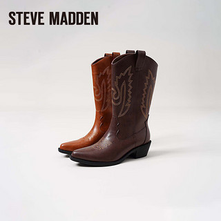 STEVE MADDEN/思美登时尚短筒靴西部牛仔靴女 DELILAHE 棕色 38