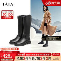他她(TATA)商场同款休闲黑色长筒靴女圆头高筒靴长靴女冬新G5JA1DG2 黑色(