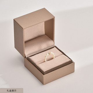 京润珍珠 馨光戒指18K金淡水珍珠3-4mm白色米形送女P