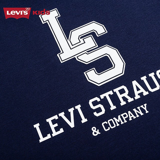 Levi's李维斯童装儿童T恤2024夏季连帽拼接短袖 深靛蓝 150/72(M)