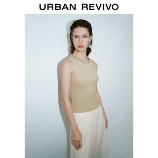 URBAN REVIVO 女装小众魅力钉珠装饰修身无袖T恤UWG440102