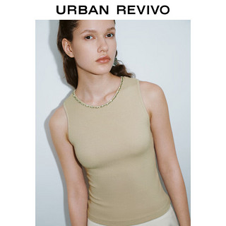 URBAN REVIVO 女装小众魅力钉珠装饰修身无袖T恤UWG440102