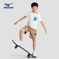 美津浓/Mizuno儿童针织短袖夏季运动速干透气薄款潮流t恤 白色 130CM（50-65斤）