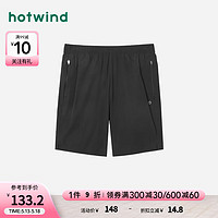 热风（Hotwind）短裤男2024年夏季新款男士拼接运动休闲防晒凉感透气短裤子 01黑色 S