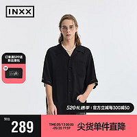 英克斯（inxx）APYD基础简约纯色短袖衬衫男女同款夏上衣APE2040681 黑色 XL