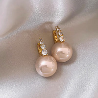 粉色珍珠耳环女小众设计感轻奢法式耳钉耳饰 珍珠耳环