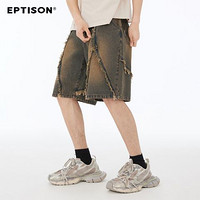 百亿补贴：EPTISON 衣品天成 潮流设计感毛边流苏水洗牛仔短裤夏季高街复古高级裤子男