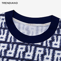 TRENDIANO数码印花短袖T恤2024年春季休闲时尚圆领上衣男 蓝色 L