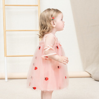 JELLYBABY女童公主裙夏纱儿童裙子夏装连衣裙宝宝纱裙夏季 粉色 120cm