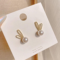 MOEFI 茉妃 S925银针珍珠镶钻兔子耳钉感气质耳环个性简约小巧百搭耳饰 兔子珍珠耳钉