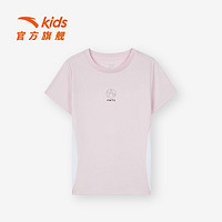 百亿补贴：ANTA 安踏 女童短袖T恤2023夏季新款儿童t恤运动排汗速干衣女种大童短T