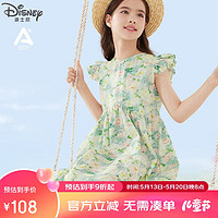 迪士尼女童连衣裙夏季纯棉儿童裙子中大童公主裙夏装 Q065绿色 160cm