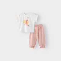 BALIPIG 巴厘小猪 女童短袖套装夏季薄款女宝宝甜美可爱两件套婴儿分体