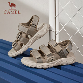 骆驼（CAMEL）户外运动厚底魔术贴休闲沙滩鞋凉鞋男士 G14M220643 杏色 43 