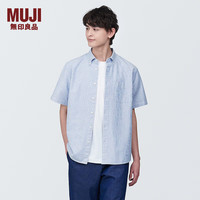 無印良品 MUJI（無印良品 ） 男式 棉水洗牛津 纽扣领短袖衬衫 男士衬衣外套ACC60C4S