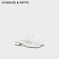 CHARLES&KEITH24夏季方头细条带低跟一字拖鞋女CK1-60361519 White白色 34