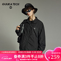 古由卡（GUUKA）TECH机能半开领防晒风衣男夏潮户外透气防紫外线外套宽松百搭 黑色 S