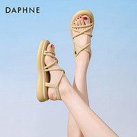 DAPHNE 达芙妮 凉鞋女款夏季2024年新款女鞋平底休闲沙滩鞋厚底罗马凉鞋女