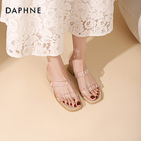 DAPHNE 达芙妮 拖鞋女夏季外穿2024新款凉鞋高级感透明粗跟时尚高跟凉拖鞋