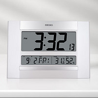 SEIKO 精工 日本精工免打孔时钟简约可挂立桌面台钟日历温湿度计卧室电子钟