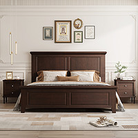 SHYHO 熙和 美式法式复古风实木床双人婚床现代简约储物床主卧高端樱桃木家具